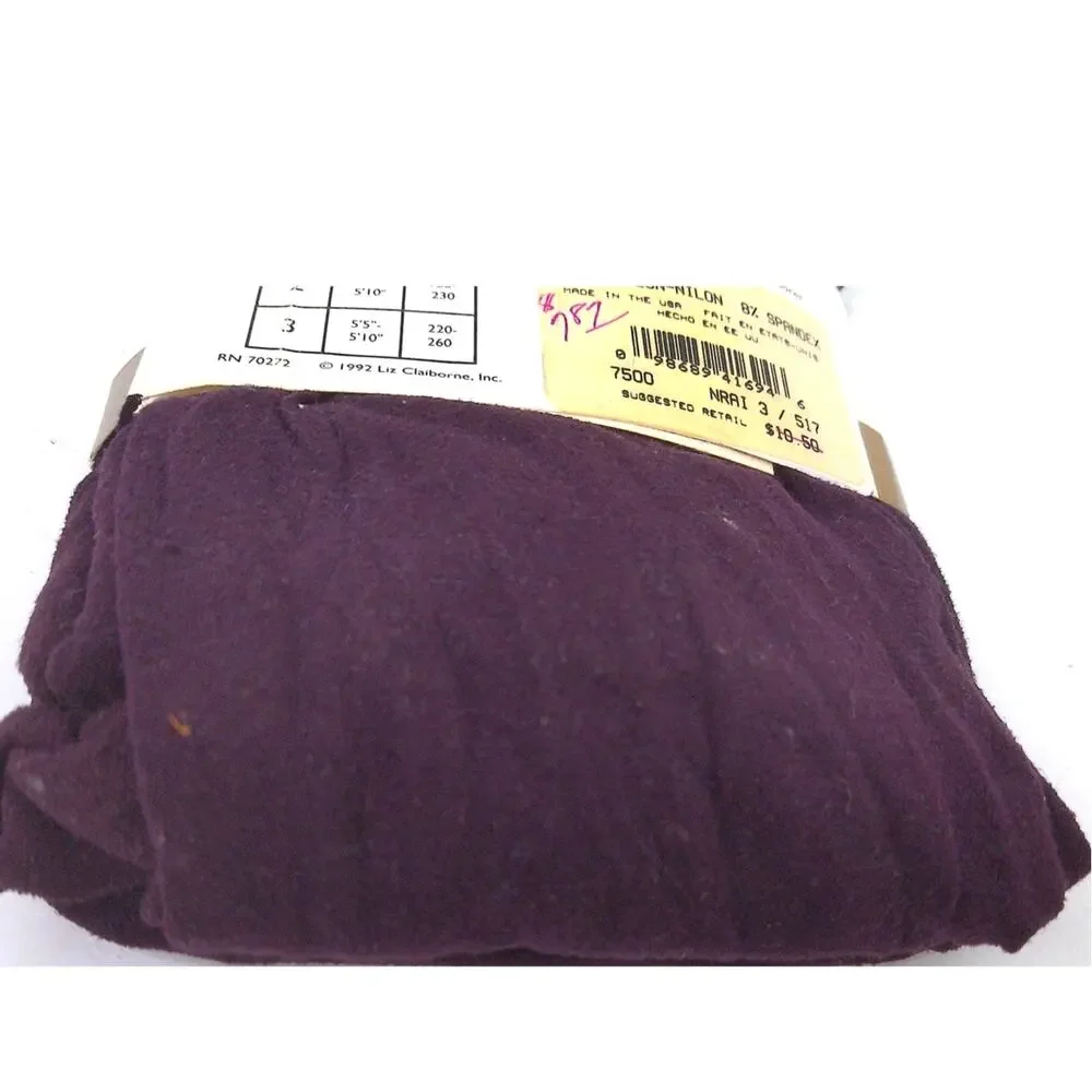 Vtg 1992 Elisabeth Liz Claiborne Everyday Opaque Tights Purple NOS New Size 3